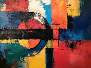 抽象油彩画 抽象油画《滂沱的色彩》 – 大盆图社