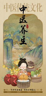 古朴中医传统文化养生保健海报