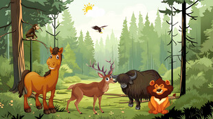 可爱卡通丛林野生动物