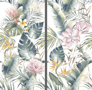 芭蕉叶热带雨林瓷砖花片