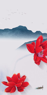 荷花 大气高档玄关 tif分层