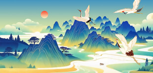 中国风山水画