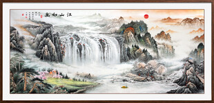 流水生财山水画