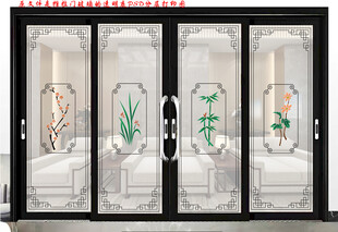 高清分层透明底推拉门玻璃打印图
