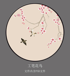 花鸟圆形装饰画