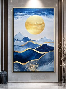 金色山水画金箔画轻奢山水素材-金色山水画金箔画轻奢山水图片