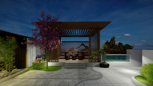 屋顶花园夜景灯光设计案例效果图