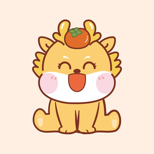 小飞龙顶水果卡通插画