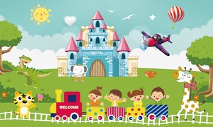 卡通儿童房背景墙图片