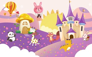 卡通动物乐园背景墙图片