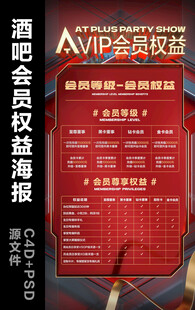 酒吧会员权益c4d套餐海报