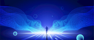 奔跑方向未来科技蓝色动感曲线