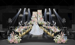 白粉蓝韩式婚礼效果图设计