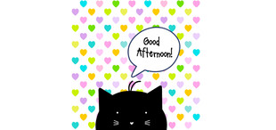 黑猫萌趣问候  午后彩色心意