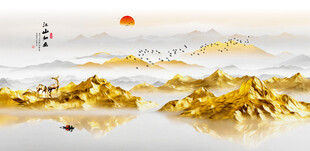 金箔山水画背景墙