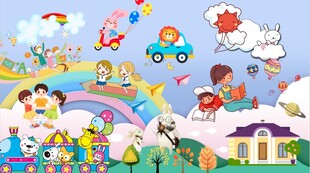 卡通儿童房背景墙