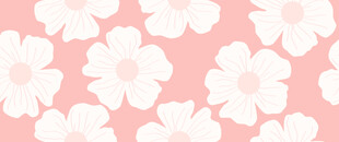 粉红色底色搭配白色简约花朵的清