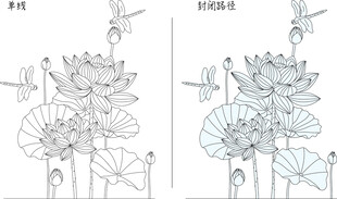 荷花与蜻蜓 矢量图