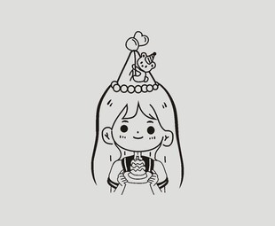 生日女孩线条图