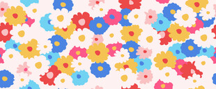 淡粉底色上多彩小花交织的活力花