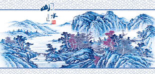 青花瓷山水画
