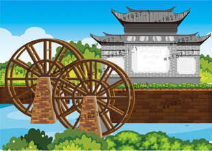 丽江古城丽江水车