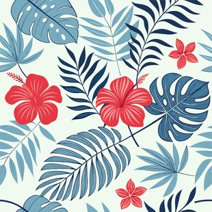 热带植物印花图案