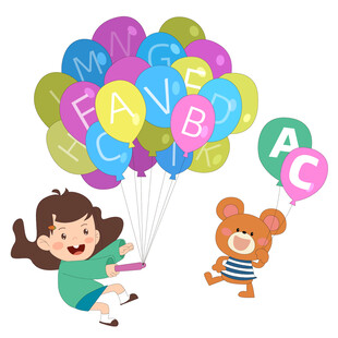 卡通教育培训英语气球字母拼音