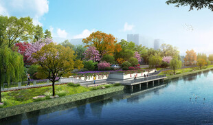 河道景观效果图