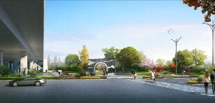 城市道路绿化效果图