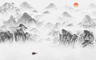 意境流水生财背景