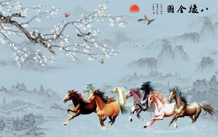 八骏图背景墙