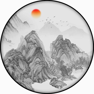 圆形意境山水