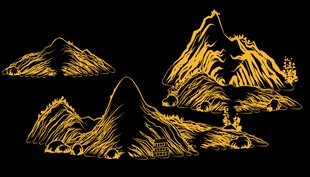 新中式线条山脉