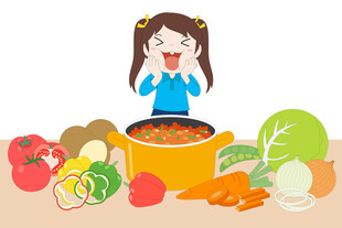 卡通手绘健康饮食水果蔬菜素食