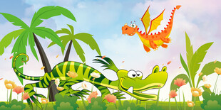 卡通恐龙背景墙