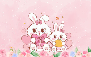 卡通粉色兔子背景墙