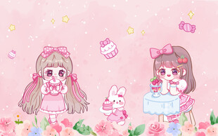 卡通小女孩背景墙