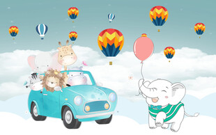 卡通儿童房背景墙