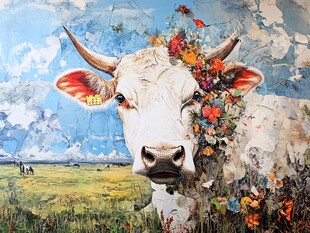肉質画【牛】油彩画 油画牛素材-油画牛图片-油画牛设计模板-昵图网