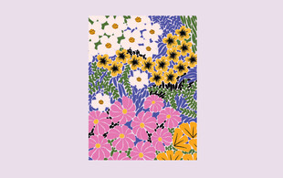 多彩花卉与绿叶交织的绚丽花卉图