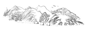 山脉线条装饰画 