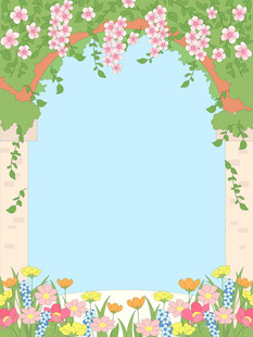 卡通可爱花纹图案花丛花边纸边框