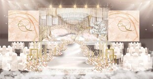 金色婚礼舞台背景板