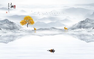 中式意境山水背景