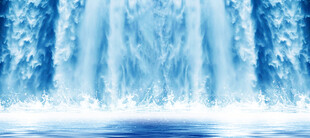 梦幻蓝色瀑布景观