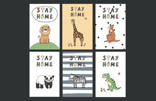 搭配戴口罩的动物图案风格可爱