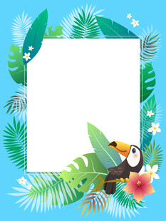 热带巨嘴鹦鹉花朵花卉植物边框