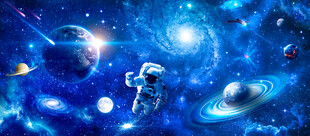 蓝色宇宙太空宇航员星球银河背景
