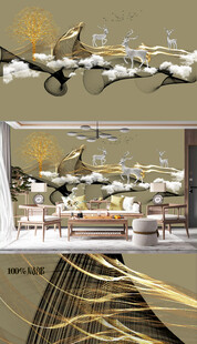 水墨山水画壁画图片